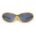 thumbnail image 2 of Unique Mask Style Wrap Around Oval Sport Sunglasses Gold - Black, 2 of 4