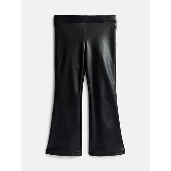 Wonder Nation Girls Faux Leather Flare Leggings, Sizes 4-18