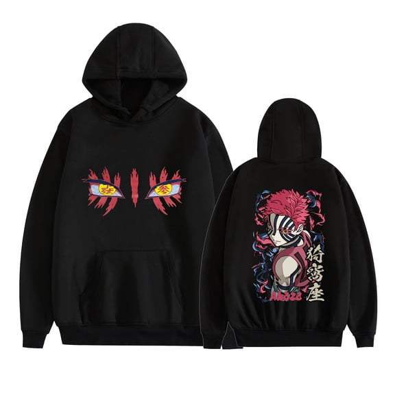 Duoxingbao Popular anime Demon Slayer Red Sleeve Hoodie Long-Sleeve Sweatshirt for Men and Women Couple Outfit