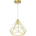 thumbnail image 1 of Lámpara colgante industrial Stoex de 25 cm, lámpara de techo con pantalla en forma de diamante, cuerda ajustable, color dorado, 1 of 5