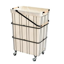 Oceanstar WLS1736 24.8 x 11.9 x 18.3 in. Mobile Rolling Storage Laundry Basket Cart with Handle, Black