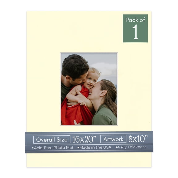 Off White Picture Frame Mat for 16x20 Frames - Fits 8x10 Photos - 1 Mat