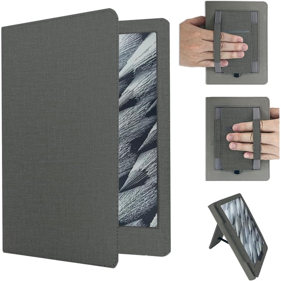 Case for Kindle Paperwhite (6.8"/7", 12th/11th Generation), e-Reader Accessories for Kindle colorsoft, Tablet Cover with Dual Hand Straps for Kindle case. Ash Grey
