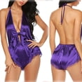 thumbnail image 4 of Mono encantador con escote en V profundo Encantador mono liso con borde de encaje, M, morado sidaley XX000130-08, 4 of 7