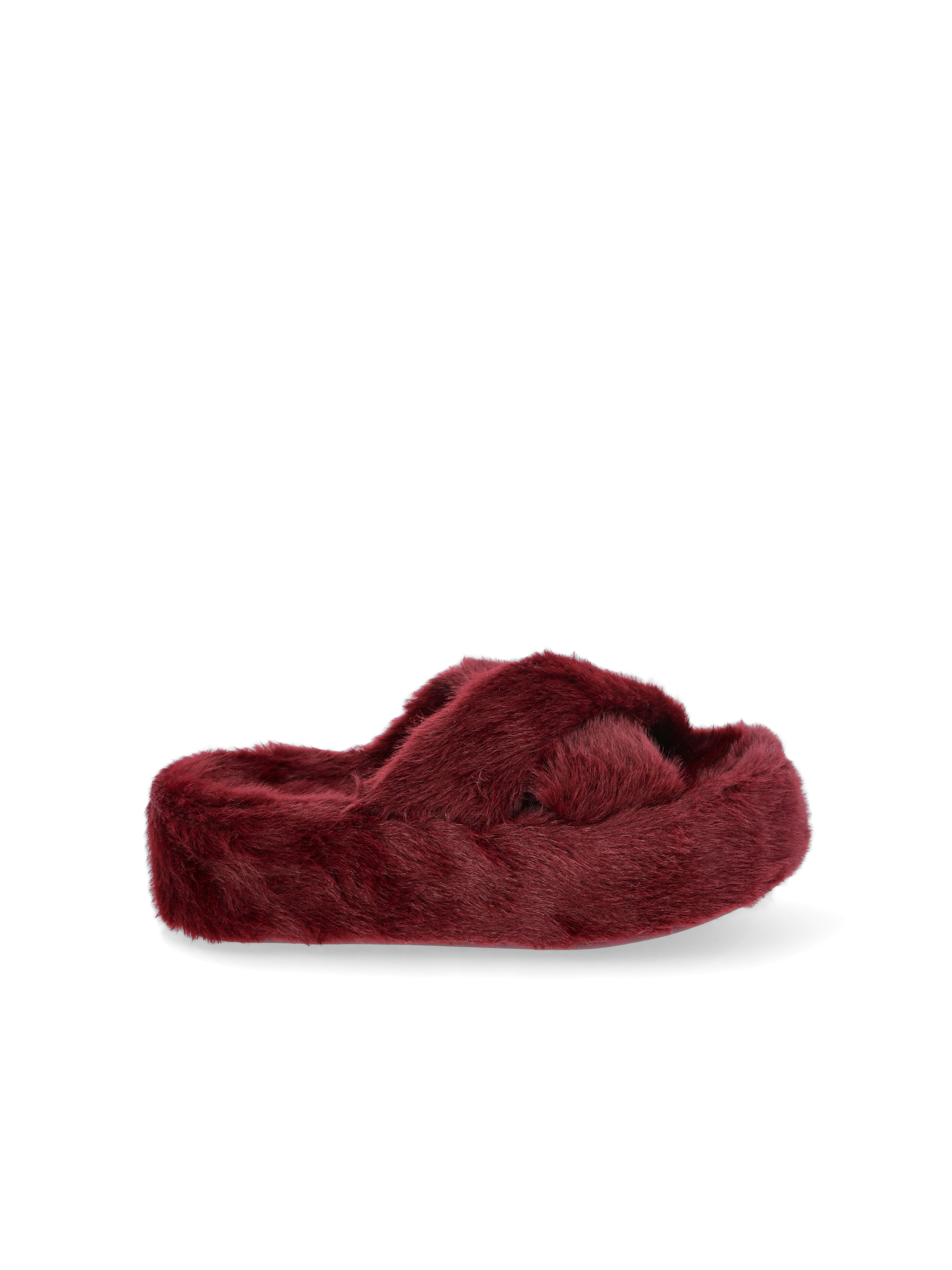 No Boundaries Women's Faux Fur Platform X-Band Slippers