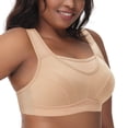 thumbnail image 3 of Deyllo Women's Sports Bras Plus Size High Impact Full Support Non-padded Wireless Workout Running Exercise Bra Activewear, Beige 38DDD, 3 of 12