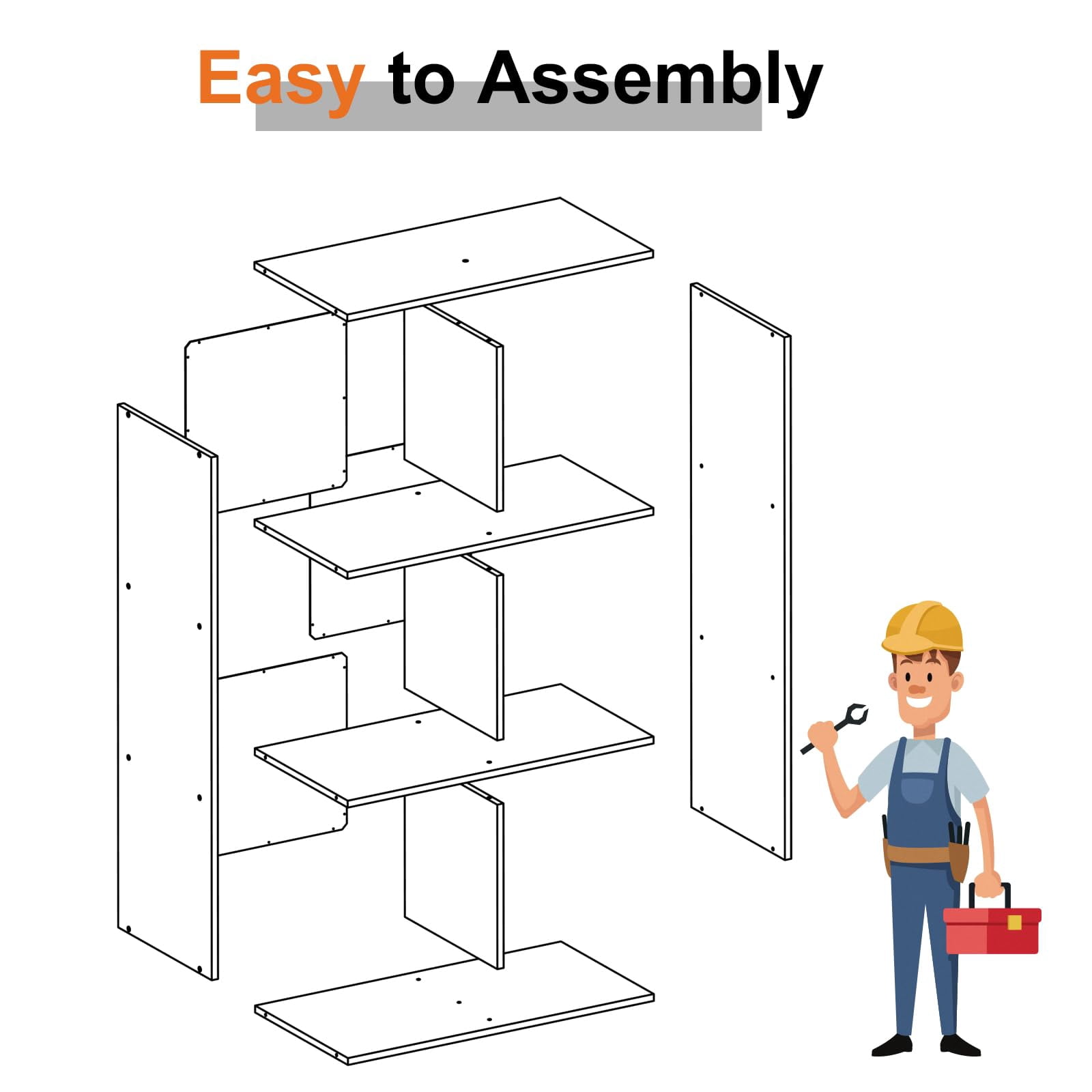 Casabay 6 Cube Storage Organizer, Solid Wood Bookshelf with Compartments & Removable Back Panels for Bedroom, Living Room, Home Office, Black