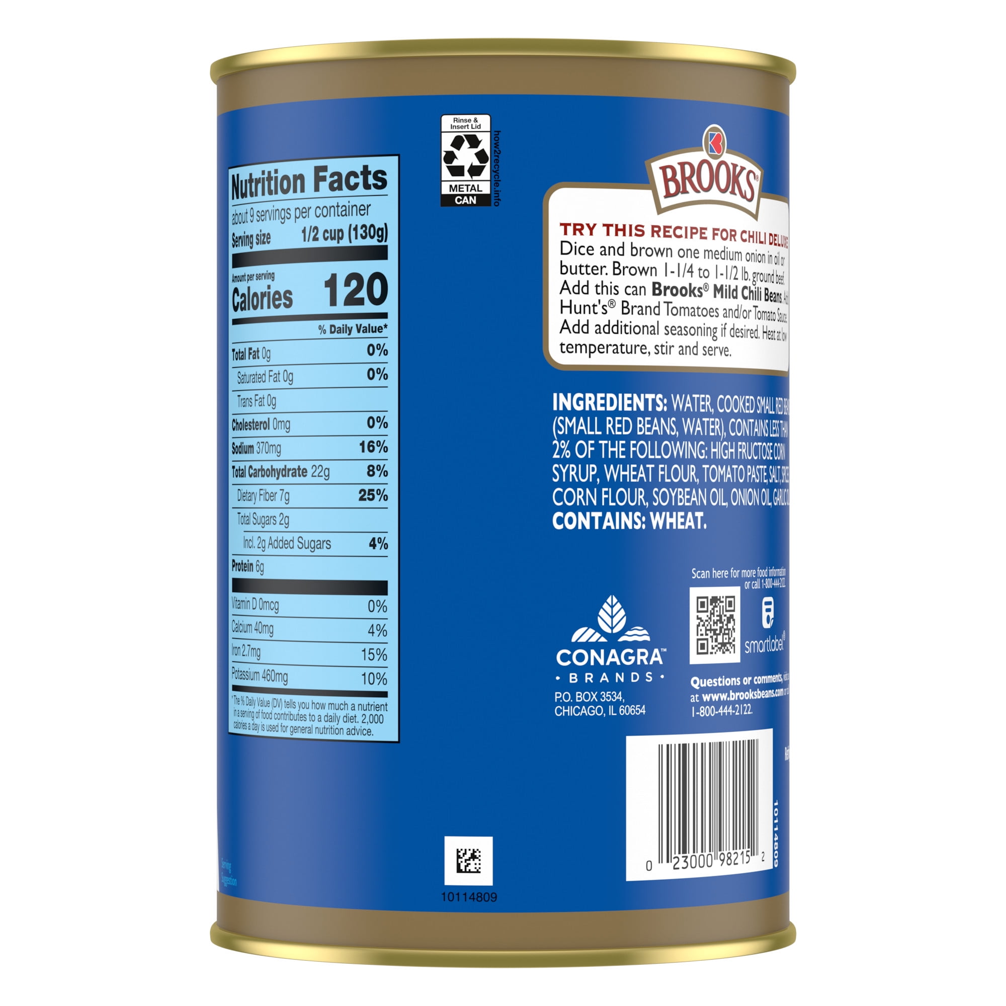 Brooks Chili Beans, Canned Red Beans in Chili Sauce, Mild Flavor, 40 oz.