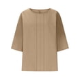 thumbnail image 5 of Gamivast Linen Womens Linen Shirts Loose Fit 3/4 Sleeve Tops Boat Neck Boho Tops Solid Casual Tops Summer Beach Vacation Wear Comfy Outfits, 5 of 7