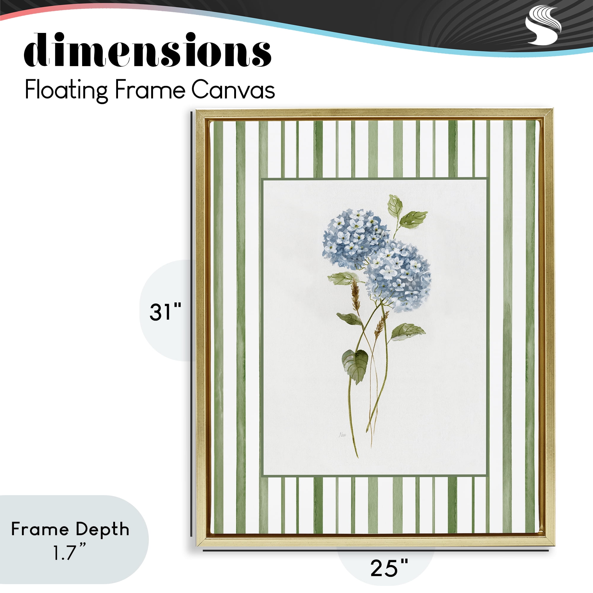 Stupell Industries Delicate Hydrangea & Dried Wheat Gold Framed Floater Canvas Wall Art, design by Nan