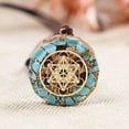 thumbnail image 2 of Orgone Metatron Cube Turquoise Necklace,Orgonite Amulet Protection Pendant, 2 of 6