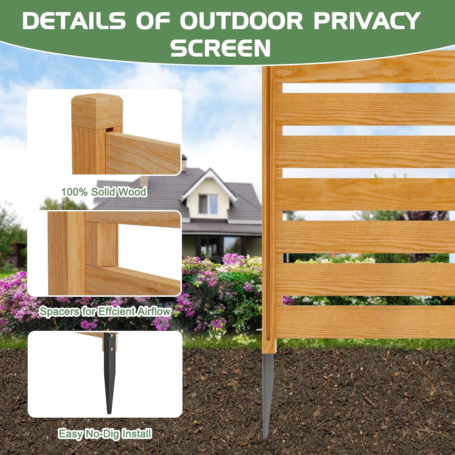 Outdoor Privacy Screen Privacy Fence Panels for Outside, 2 Panels 38"W X 42"H Wood Decorative Fence,Pool Equipment Enclosure, Patio Garden Fence Perfect to Enclose Trash Cans and Air Conditioner