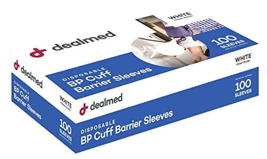 Dealmed Disposable BP Cuff Barrier Sleeve | Disposable Cuff with Elastic Ends for Secure Arm Cover |White | 100 Count