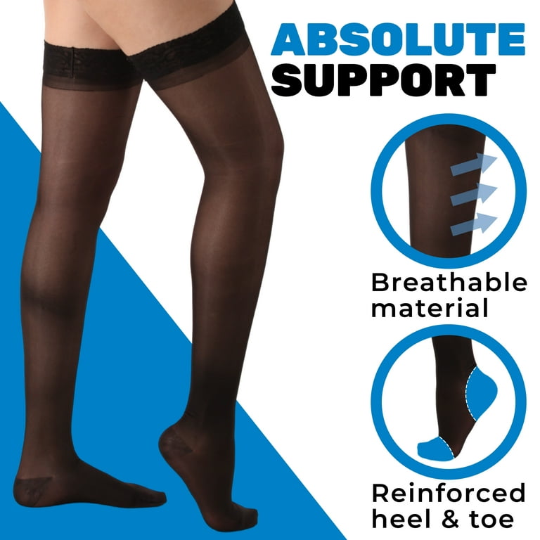 Compression Thigh High for Men 20-30 mmHg by Absolute Support - Black,  Small 