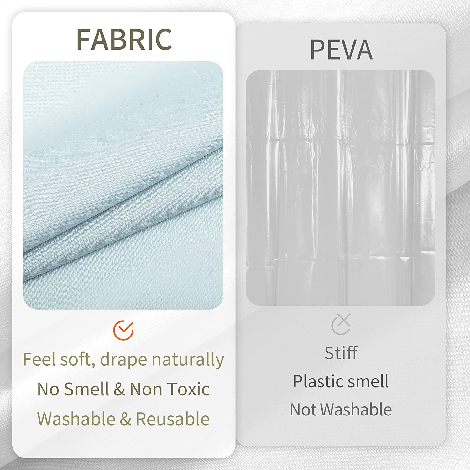 RunMin Grocery Store Long Fabric Shower Curtain Liner Waterproof - 72" x 78", Soft & Lightweight Long Shower Curtain with 3 Magnets, Machine Washable - 72x78, Blue