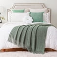thumbnail image 4 of Battilo Sage Green Throw Blanket for Couch,Knitted Boho Sage Throws,Green Blanket for Spring,50"x60", 4 of 8