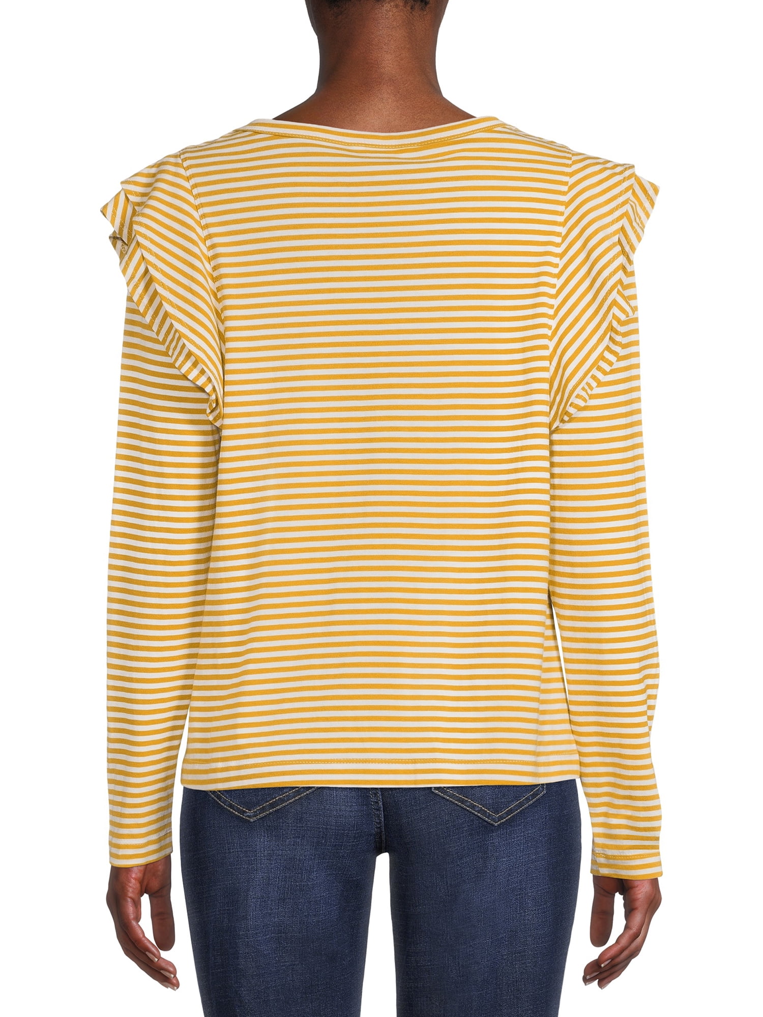 Time and Tru Women's Long Sleeve Ruffle Top