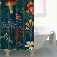 thumbnail image 4 of Colorful Mushroom Flower Dark Green Pattern Shower Curtain 72"x72" ,Bathroom Decorative Shower Curtains Set with 12 Hooks,Modern Waterproof Washable Shower Curtain, 4 of 6