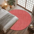 thumbnail image 3 of Coral Red 3.3ft Round Rug, Farmhouse Burlap Solid Red Color Modern Linen Texture Non-Skid Rubber Backing Large Area Rugs - Living Room Bedroom Home Office, Indoor Floor Mat Carpets Washable Rug, 3 of 9