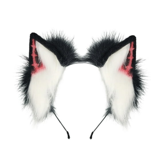 BEGHUAS Handmade Anime Wolf Ear Hairband Dark Series Plush Hairhoop Unisex Costume Headwear Party Accessories for Women Teens