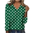 thumbnail image 2 of EchfiProm V-Neck Tops for Women Winter Relaxed Fit Long Sleeve Ladies T-Shirt Green, 2 of 7