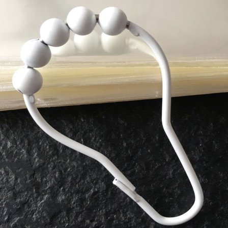 HONMEET Shower Curtain Holders Hooks Metal White 4Pcs 2.8X1.6X0.1In