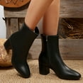 thumbnail image 6 of Stylish Round Toe Leather Mid Calf Boots with Sole Heel for Women Comfortable Zip Up Ankle Booties Casual Winter Fashion Footwear, 6 of 7