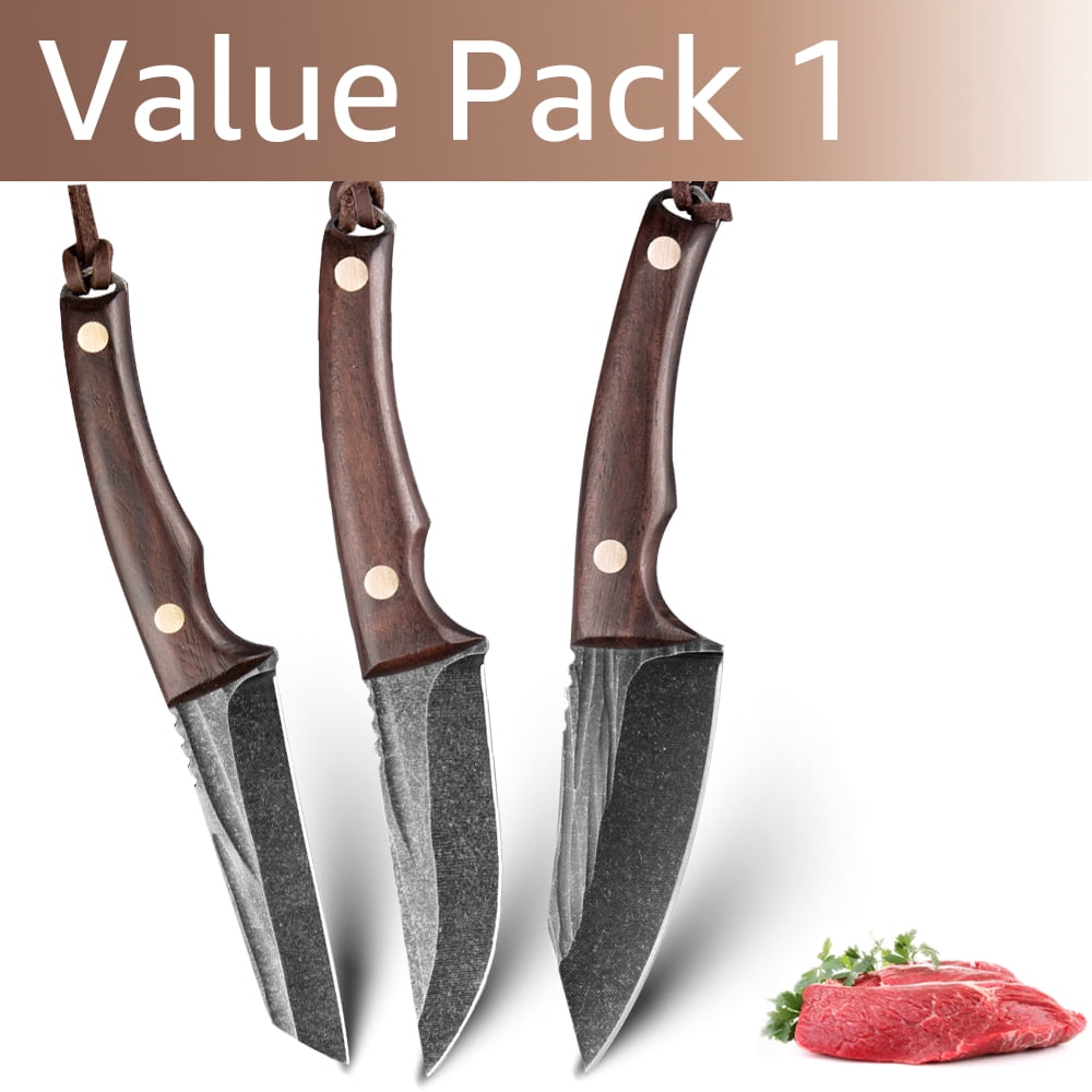 3.5" Fixed Blade Hunting Knife Set Knife Boning Knives Meat Carving Knife Bushcraft Butcher Knives with Lanyard