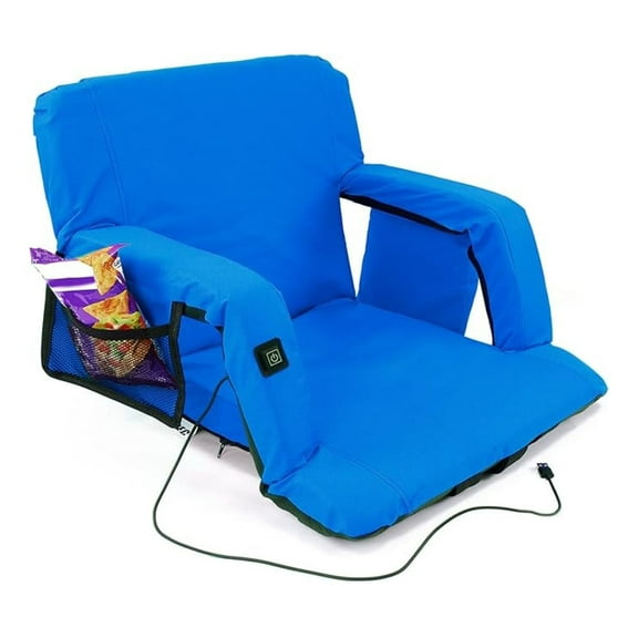 Large Wide Heated Reclining Stadium Seat with Armrest, Battery NOT Included, Foldable Chair with Back Support and Pockets, Extra Large Waterproof Lightweight Seat