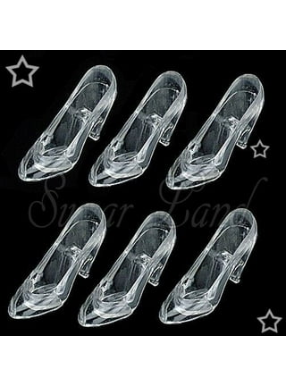 3.5 inch Mini Clear Plastic High Heel Cinderella Slipper 12 Pieces