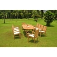 thumbnail image 4 of Grade-A Teak Dining Set: 10 Seater 11 Pc: 94" Mas Oval Trestle Leg Table And 10 Wave Stacking Arm Chairs Outdoor Patio WholesaleTeak #WMDSWVx, 4 of 4