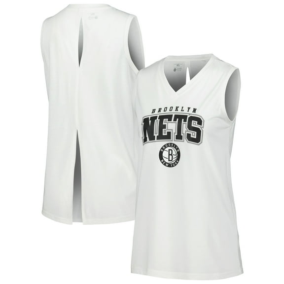 Women's Levelwear White Brooklyn Nets Paisley Peekaboo Tank Top