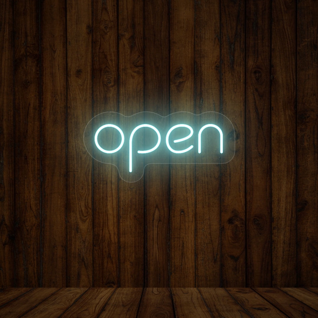 Open Single Color Sign (Iceblue, 14"(W)x6.5"(H))