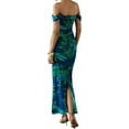 thumbnail image 4 of PRETTYGARDEN Women's Floral Maxi Dress 2025 Summer Off Shoulder Mesh Elegant Cocktail Party Ruched Bodycon Dresses, 4 of 8