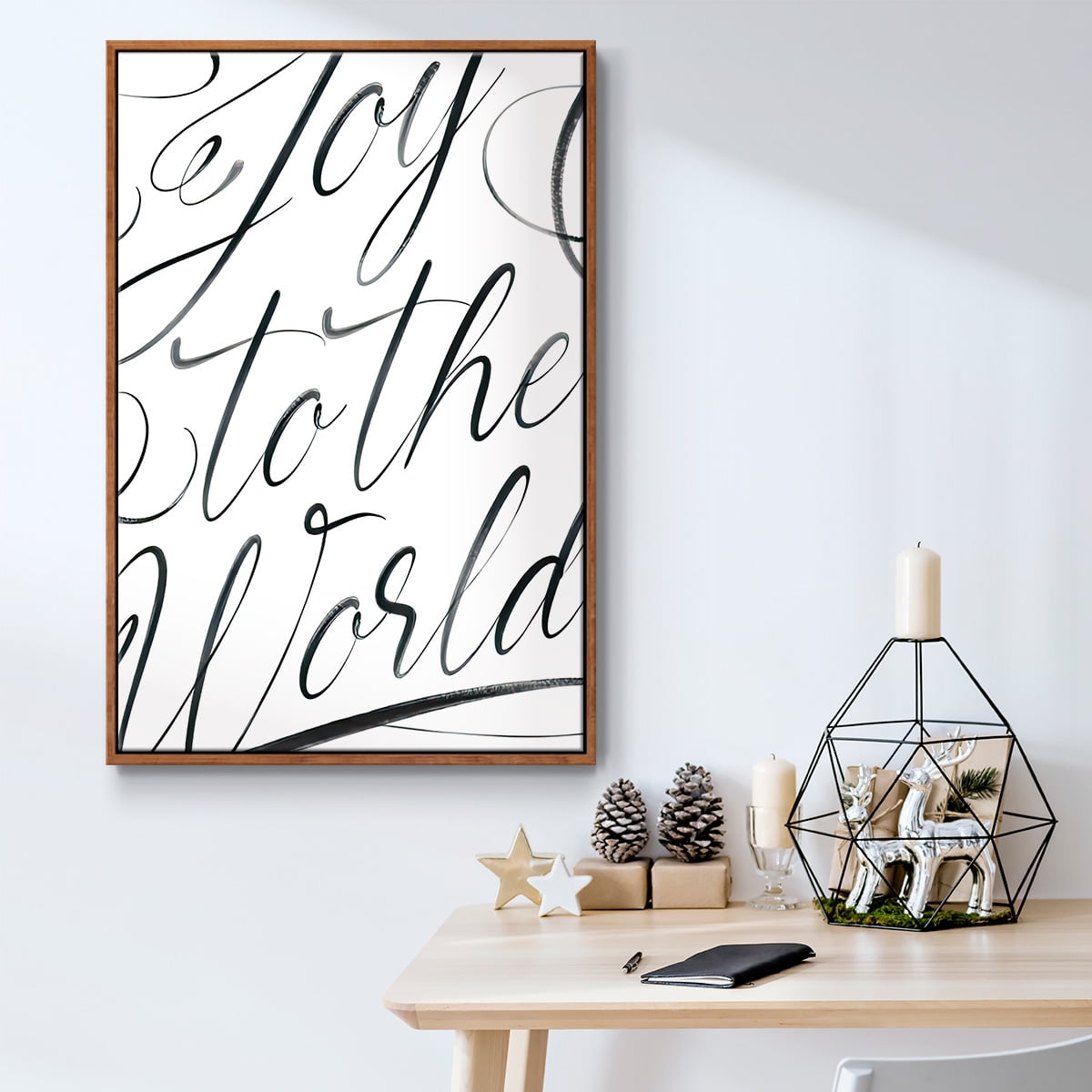 Joy To The World - Framed Gallery Wrapped Holiday Canvas - 27 x 41 - Rosewood Frame