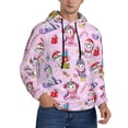 thumbnail image 2 of Picia Christmas Unicorns Pattern Casual Men's Hoodie - Lightweight Hooded Sweatshirt with Kangaroo Pocket, Comfortable Pullover for Everyday, Travel-Medium, 2 of 7