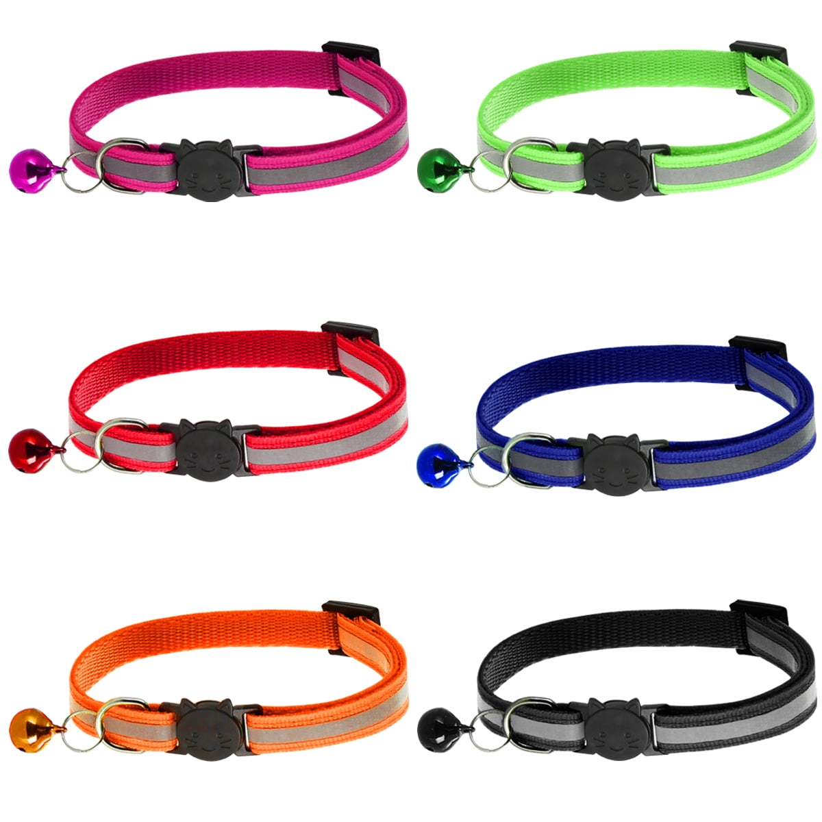 6pcs/12pcs Cat Collar Set Adjustable Bell Collar Pet Cat Kitten Collar
