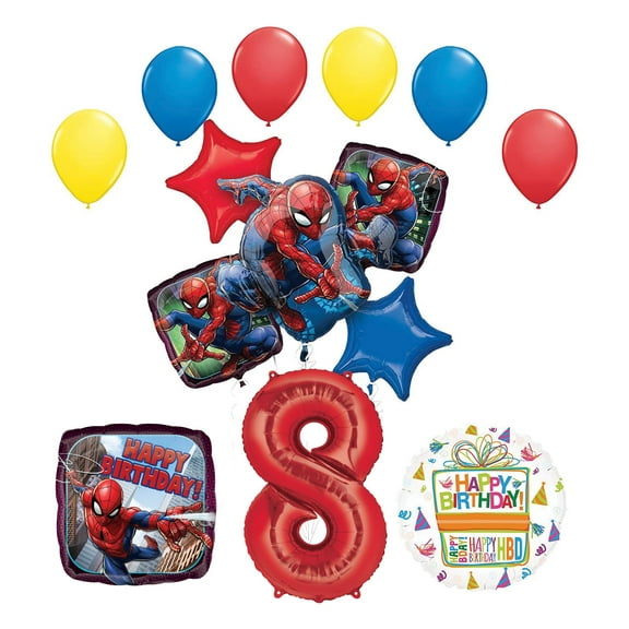 the Ultimate Spider-Man 8th Birthday Party Supplies and Balloon Decorations
