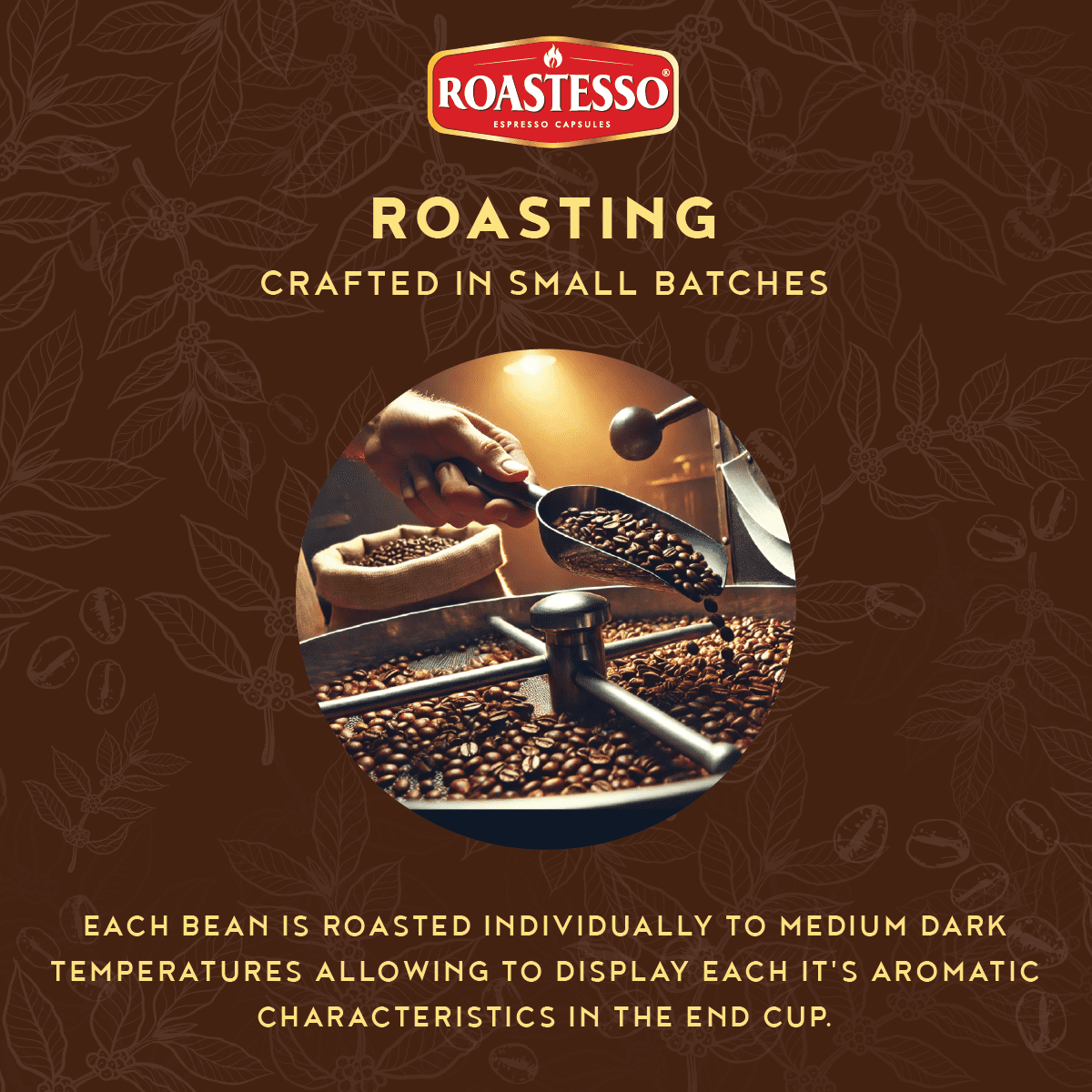 Roastesso Coffee Natural Chocolate Flavored Nespresso Capsules Compatible OriginalLine Espresso Pods, Intensity 7 (40 Count)