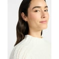 thumbnail image 5 of Time and Tru Women's Pointelle Mock Neck Pullover Sweater with Long Sleeves, Lightweight, Sizes XS-XXXL, 5 of 6