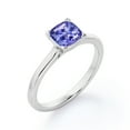 thumbnail image 4 of JeenMata Unique 1 Carat Cushion Cut Lab Created Tanzanite Engagement Ring in 18k Gold Over Silver, 4 of 6