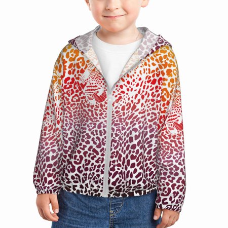 

Goofa Leopard Skins And Heads Printed Kids Zip-Up Hoodie Girls Boys UPF50+ Sun Protection Jacket Hooded Cooling Shirt-2 Years