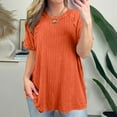 thumbnail image 2 of Lovskoo Knit Summer Tops for Women 2024 Round Neck Short Sleeve Solid Color Large Loose Casual Top Shirt Orange, 2 of 9