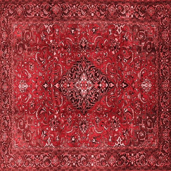 Ahgly Company Indoor Square Medallion Red Traditional Area Rugs, 3' Square
