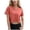 Watermelon Red, variant on Women's Casual V Neck Short Sleeve Solid Basic Crop Top T Shirt Summer Tops