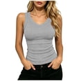 thumbnail image 2 of Wutalume Summer Tank Tops for Women - Racerback Basic Athletic Fit V Neck Ribbed Slim Sleeveless Tops for Layering or Daily Fashion Trendy Style,Light Gray 5XL, 2 of 7
