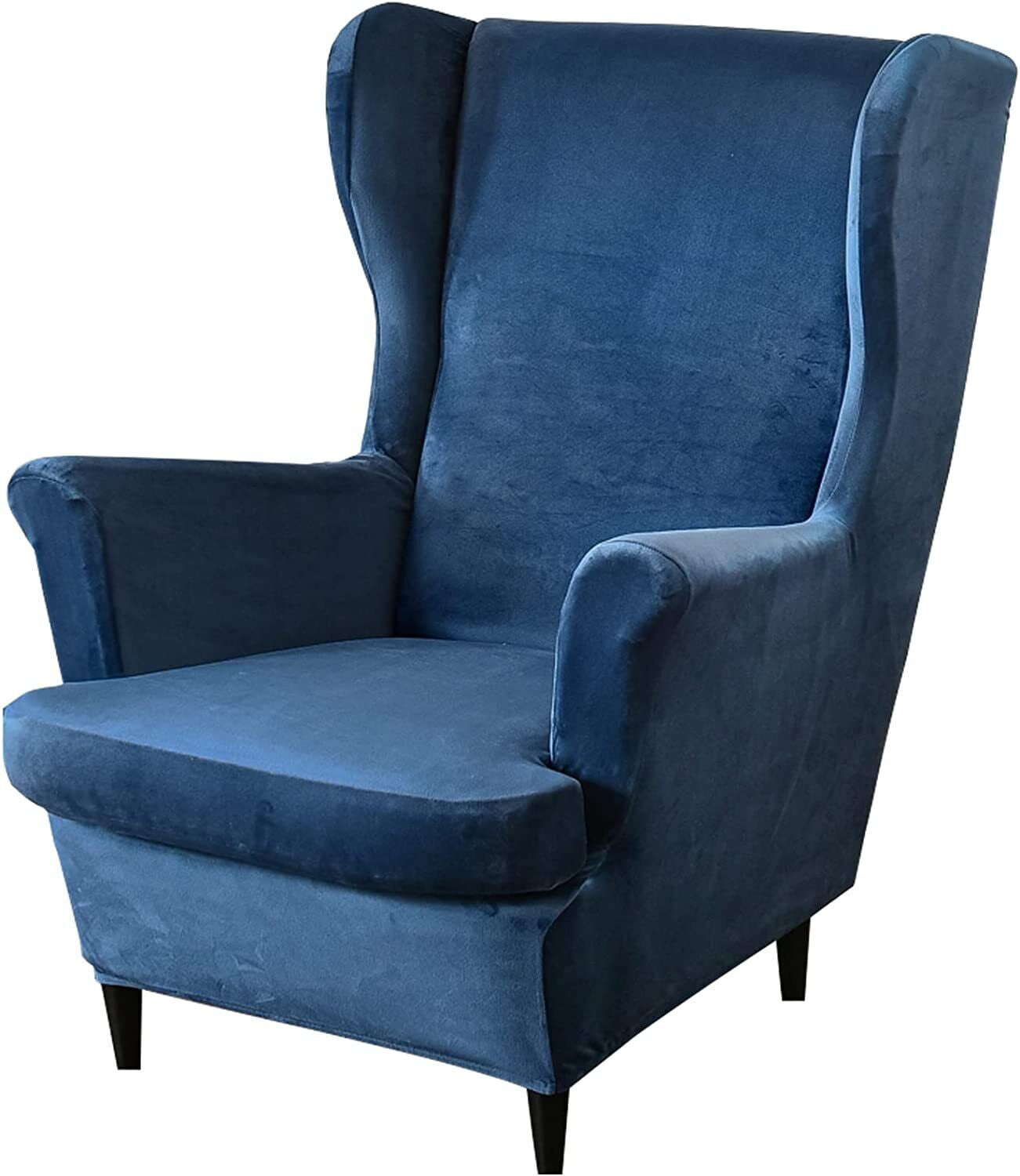 TOPCHANCES Wingback Armchair Slipcovers, Stretch Velvet Wing Chair