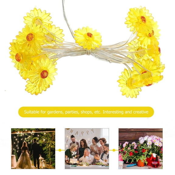 SOPOTUTU LED Yellow Flower String Lights for Valentine's Day Party Decor, 1 Set, Indoor Outdoor Lighting