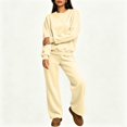 thumbnail image 6 of Szluipve 2 Piece Sets for Women 2 Piece Loungewear Set, Crew Neck Oversized Sweatshirt & High Waist Wide Leg Pants, Solid Color Fleece Casual Matching Tracksuit Beige M, 6 of 6