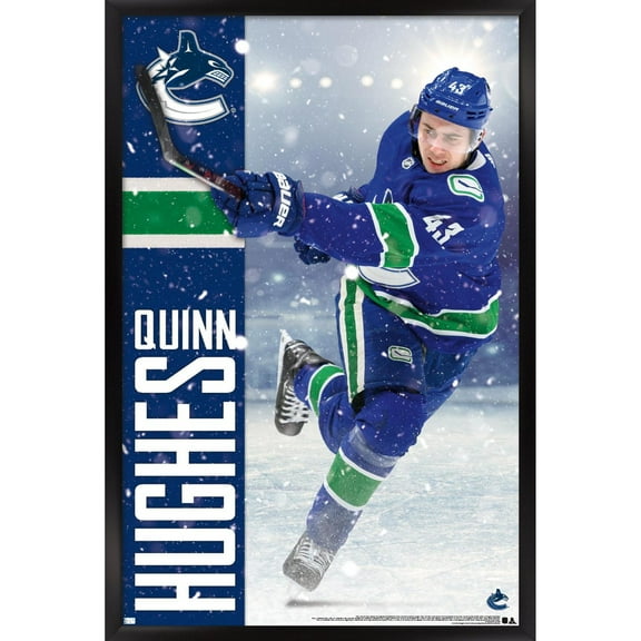 Trends International NHL Vancouver Canucks - Quinn Hughes 20 Wall Poster 24.25" x 35.75" x .75" Black Framed Version